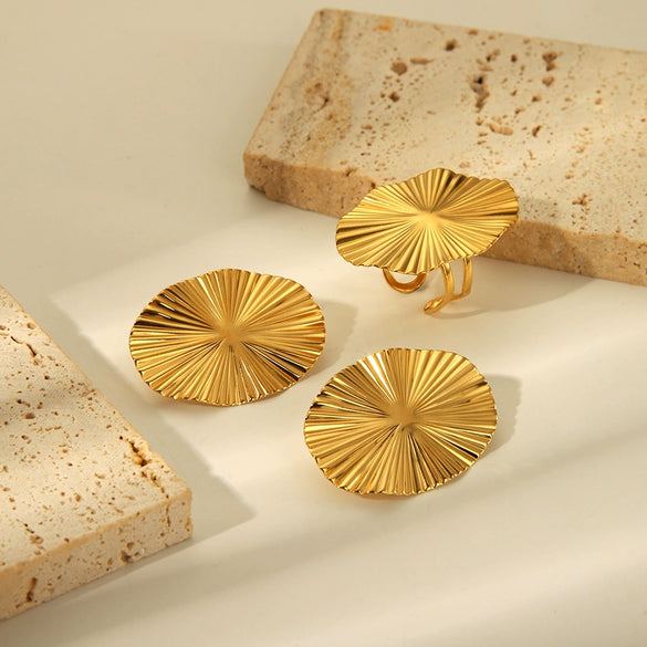Exaggerated Vintage Style Stainless Steel Earrings With Geometric Design And Electroplating For Women