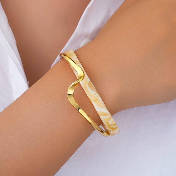 Exaggerated Water Drop Open Bracelet Metal Alloy Metallic Glaze Electroplated Hand Jewelry