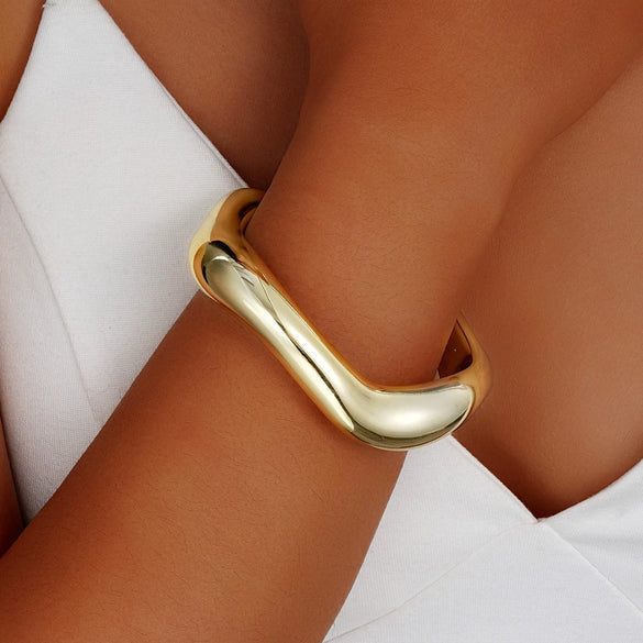 Exaggerated Water Drop Open Bracelet Metal Alloy Metallic Glaze Electroplated Hand Jewelry