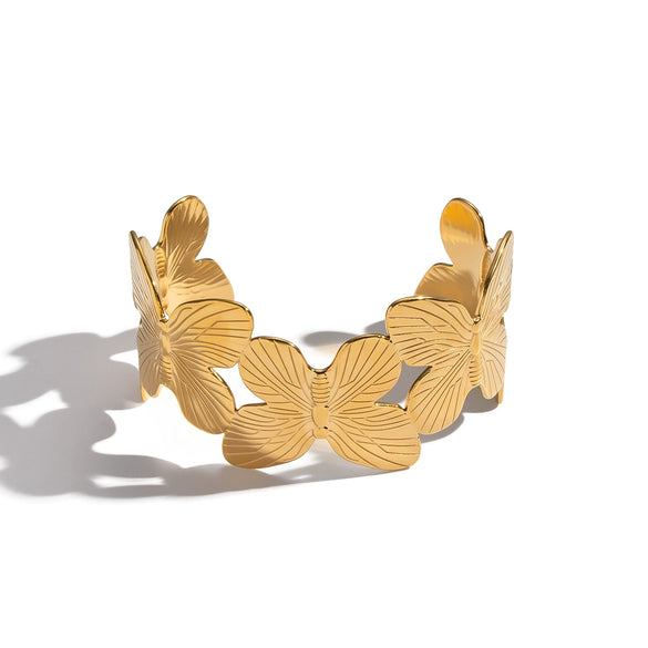 Exaggerated Widefaced Golden Butterfly Stitching Stainless Steel Electroplated Bracelet Jewelry Accessories