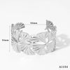 Exaggerated Widesided Hollow Ginkgo Leaf Stainless Steel Bracelet For Women With Electroplating