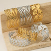 Exaggerated Widesided Hollow Ginkgo Leaf Stainless Steel Bracelet For Women With Electroplating