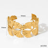 Exaggerated Widesided Hollow Ginkgo Leaf Stainless Steel Bracelet For Women With Electroplating