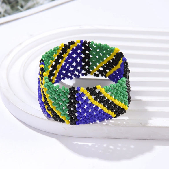 Exaggerated Women's Bracelets Glass Glazed Millet Beads Braided Minimalist Style