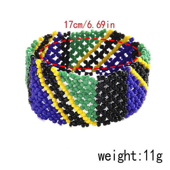 Exaggerated Women's Bracelets Glass Glazed Millet Beads Braided Minimalist Style