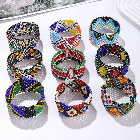 Exaggerated Women's Bracelets Glass Glazed Millet Beads Braided Minimalist Style