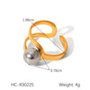 Exaggerated Women's Stainless Steel 18K Goldplated Geometric Ring With Electroplating Ins Style Highend Jewelry
