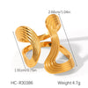Exaggerated Women's Stainless Steel 18K Goldplated Geometric Ring With Electroplating Ins Style Highend Jewelry