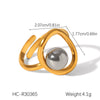 Exaggerated Women's Stainless Steel 18K Goldplated Geometric Ring With Electroplating Ins Style Highend Jewelry
