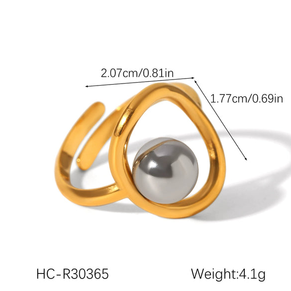 Exaggerated Women's Stainless Steel 18K Goldplated Geometric Ring With Electroplating Ins Style Highend Jewelry