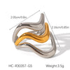 Exaggerated Women's Stainless Steel 18K Goldplated Geometric Ring With Electroplating Ins Style Highend Jewelry