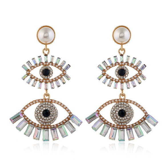 Exaggerated Women's Vintage Earrings Alloy With Diamond Design
