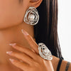 Exaggerated Zinc Alloy Imitation Pearl Earrings With Electroplating Treatment