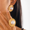 Exaggerated Zinc Alloy Imitation Pearl Earrings With Electroplating Treatment