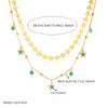 Exotic Style Stainless Steel And Organic Glass Double Five Pointed Star Drop Clavicle Chain With Rectangular Turquoise Eyes Electroplated