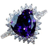 Exquisite Alloy Amethyst Love Ring Geometric Electroplated Fashion Jewelry For Women