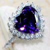 Exquisite Alloy Amethyst Love Ring Geometric Electroplated Fashion Jewelry For Women