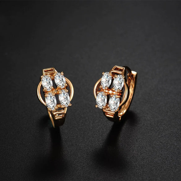 Exquisite Alloy Crown Earrings With Zircon Inlay Electroplated Fashion Simple Versatile Earrings For Women