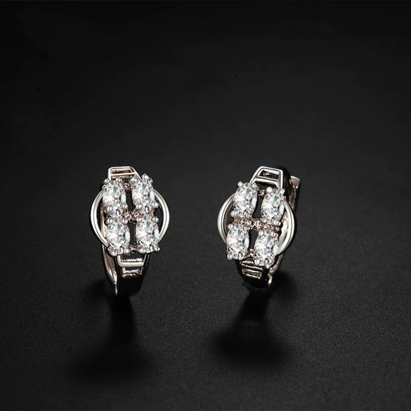 Exquisite Alloy Crown Earrings With Zircon Inlay Electroplated Fashion Simple Versatile Earrings For Women