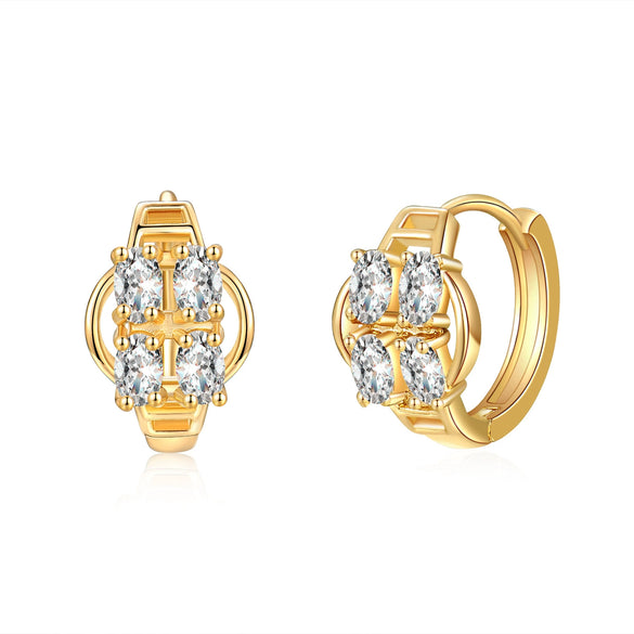 Exquisite Alloy Crown Earrings With Zircon Inlay Electroplated Fashion Simple Versatile Earrings For Women