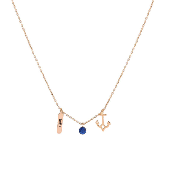 Exquisite Alloy Pendant Thin Necklace With Anchor Heart Wings Letter Charm Electroplated Gold O Chain For Couples