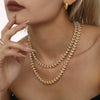 Exquisite Bead Clavicle Necklace And Bracelet Set For Women Stainless Steel With Pvd Electroplated 18K Real Gold Light Luxury Style