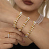 Exquisite Bead Clavicle Necklace And Bracelet Set For Women Stainless Steel With Pvd Electroplated 18K Real Gold Light Luxury Style