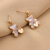 Exquisite Bear Pendant Stainless Steel Earrings For Female With Geometric Design