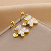 Exquisite Bear Pendant Stainless Steel Earrings For Female With Geometric Design