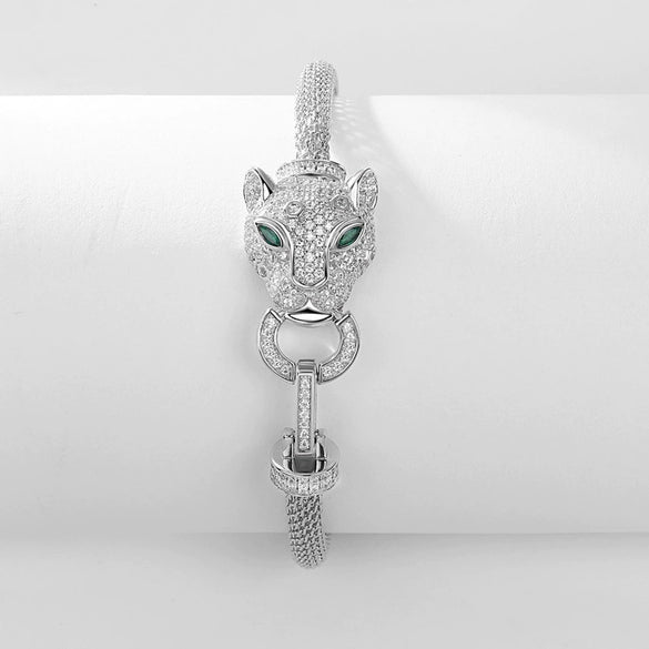 Exquisite Cheetah S925 Silver Microinlaid Zircon Light Luxury Women's Simple Geometric Bracelet
