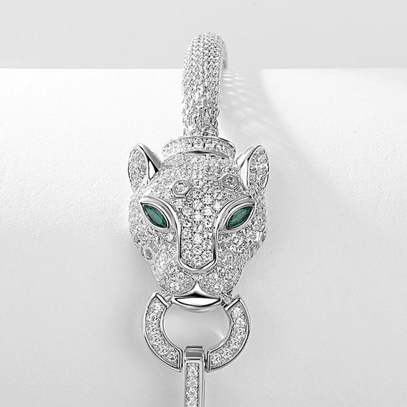 Exquisite Cheetah S925 Silver Microinlaid Zircon Light Luxury Women's Simple Geometric Bracelet