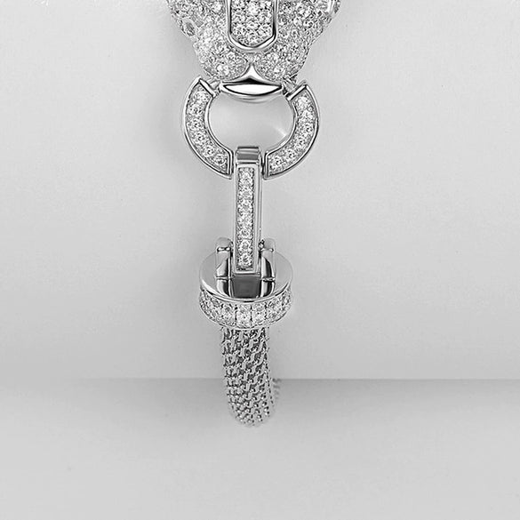 Exquisite Cheetah S925 Silver Microinlaid Zircon Light Luxury Women's Simple Geometric Bracelet