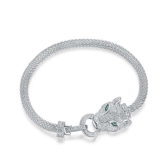 Exquisite Cheetah S925 Silver Microinlaid Zircon Light Luxury Women's Simple Geometric Bracelet