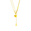 Exquisite Elegant All Match Star Tassel 3D Peach Heart Clavicle Chain Necklace In Cold Style Made Of Titanium Steel With Electroplating Treatment