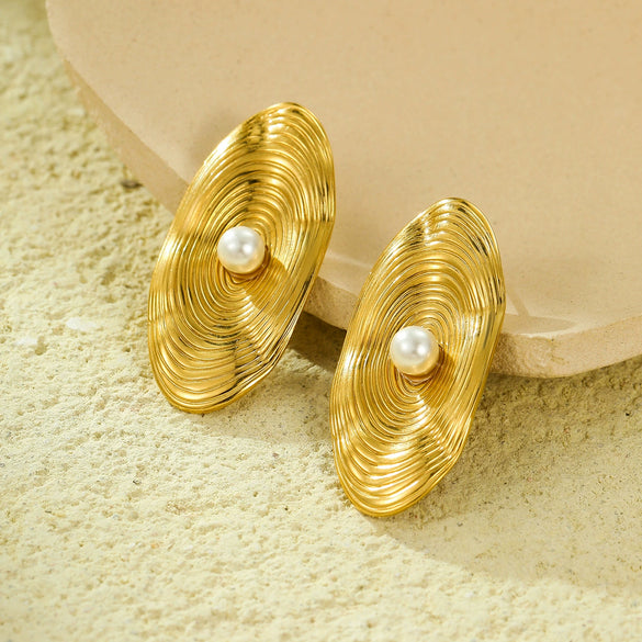 Exquisite Exaggerated Vintage Geometric Stainless Steel And Titanium Steel Earrings With Electroplating Treatment