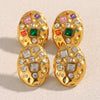 Exquisite Midcentury Style Commuter Earrings Stainless Steel 18K Gold Plated Geometric Oval Women's Earrings With Electroplating