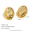 Exquisite Midcentury Style Commuter Earrings Stainless Steel 18K Gold Plated Geometric Oval Women's Earrings With Electroplating