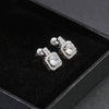 Exquisite Square Platinum Plated Copper Ladies Earrings With Full Diamond Inlaid Zircon For Wholesale
