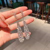 Exquisite Super Flash Inlaid Rhinestone Drop Shaped Hollow Electroplated Earrings For Women