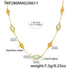 Exquisite Water Drop Glass Stone Clavicle Chain Stainless Steel Bread Edge Necklace 18K Gold Plated For Women Geometric Pattern