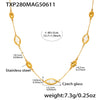 Exquisite Water Drop Glass Stone Clavicle Chain Stainless Steel Bread Edge Necklace 18K Gold Plated For Women Geometric Pattern