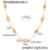 Exquisite Water Drop Glass Stone Clavicle Chain Stainless Steel Bread Edge Necklace 18K Gold Plated For Women Geometric Pattern