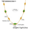 Exquisite Water Drop Glass Stone Clavicle Chain Stainless Steel Bread Edge Necklace 18K Gold Plated For Women Geometric Pattern