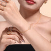 Exquisite Zircon Titanium Steel Ring Bracelet Necklace Set 18K Gold Plated Little Fragrance Style Electroplated