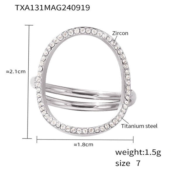 Exquisite Zircon Titanium Steel Ring Bracelet Necklace Set 18K Gold Plated Little Fragrance Style Electroplated
