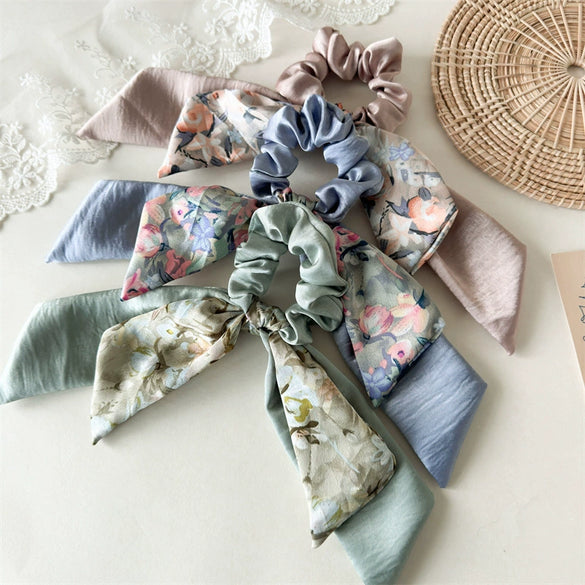 Fabric Doublelayer Butterfly Step Knot Pony Tail Ribbon Hair Ring Handmade Headwear For Women