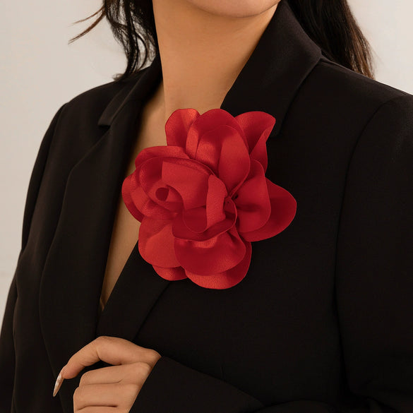 Fabric Flower Handmade Brooch And Duck Bill Clip For Women