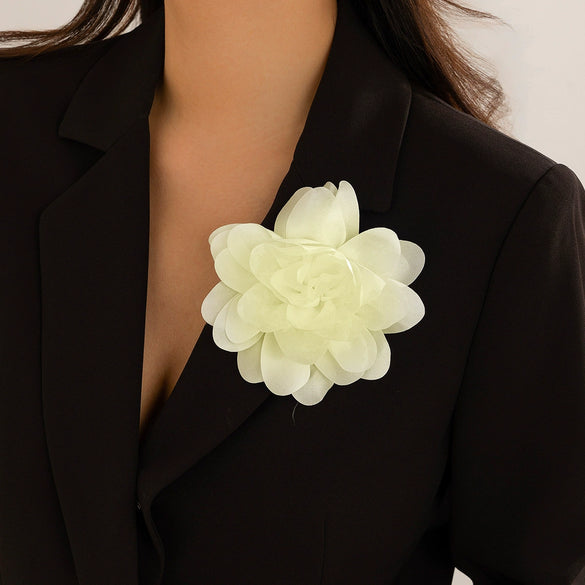 Fabric Flower Handmade Brooch And Duck Bill Clip For Women