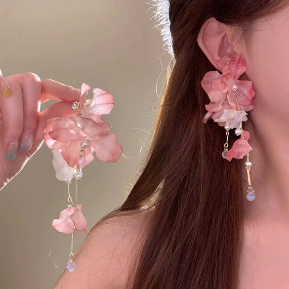 Fabric Flower Handmade Women's Earrings