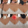 Fabric Flower Lace Ghost Flower Necklace With Geometric Design For Women